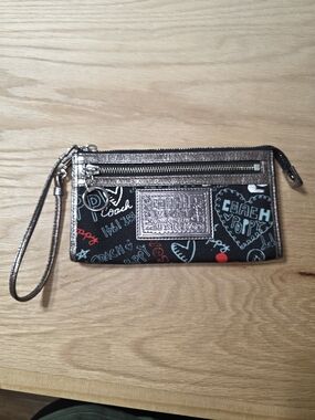 Coach Poppy Wristlet with Graffiti Heart Print